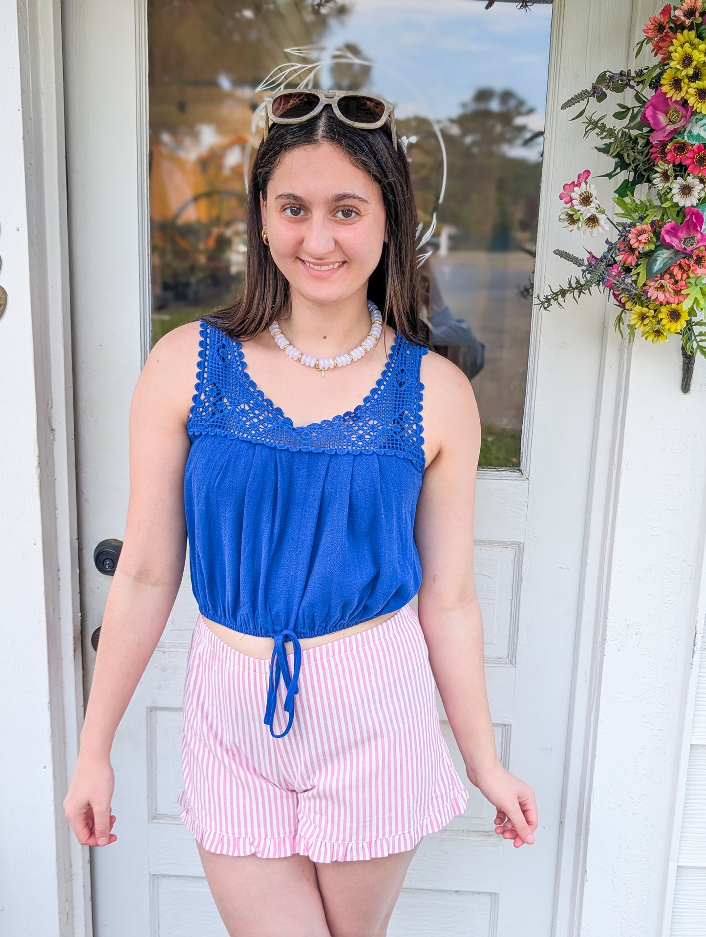 Sugarloaf Crochet Yoke Sleeveless Top