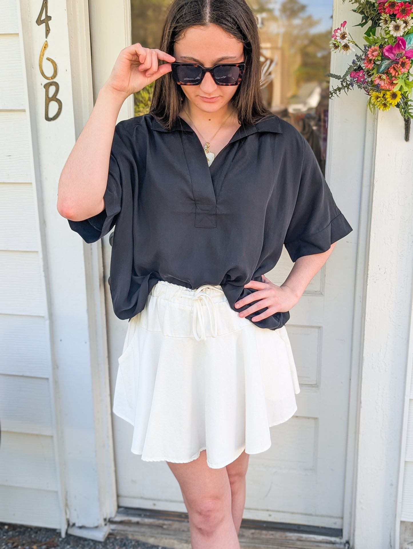 Collard Split Neck Blouse