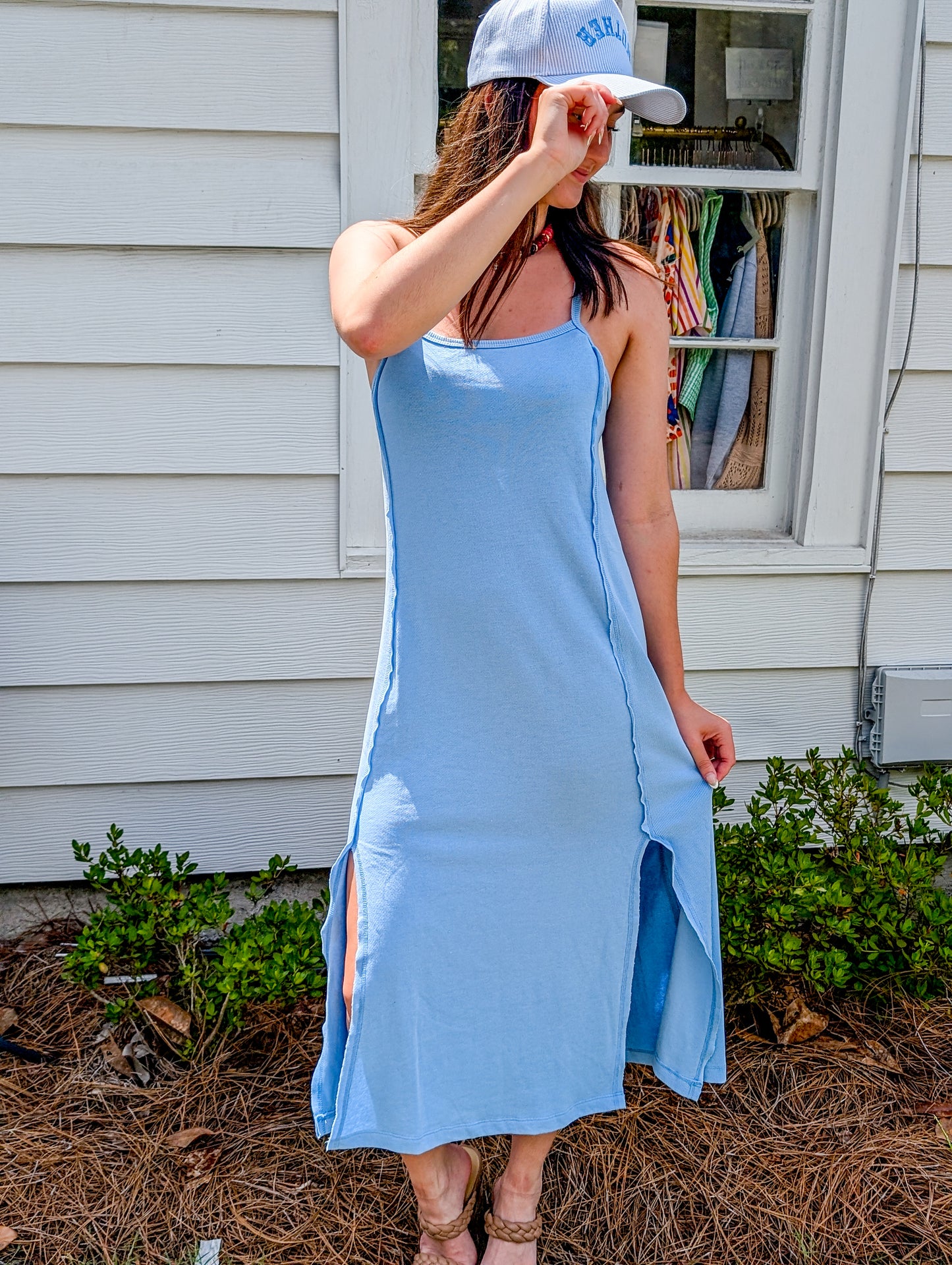 CP Terry Matching Rib Straight Line Summer Dress