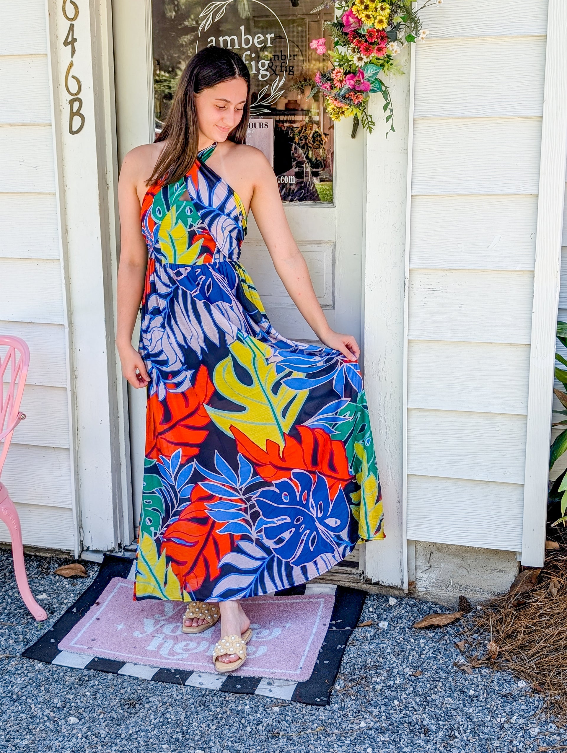 halter dress tropical Breezy Tropical Halter Dress