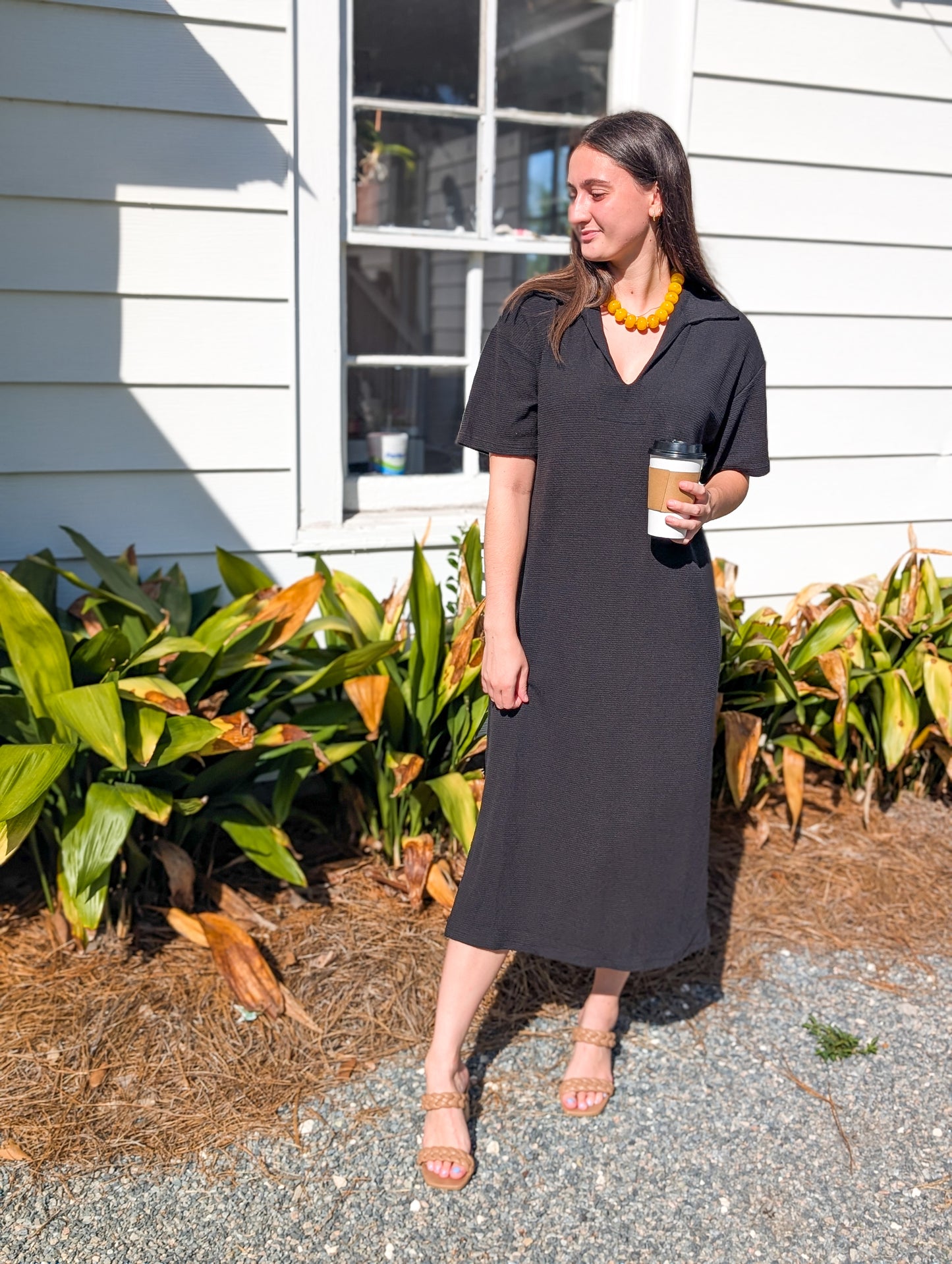 Cloudy Knit Collared Maxi Dress