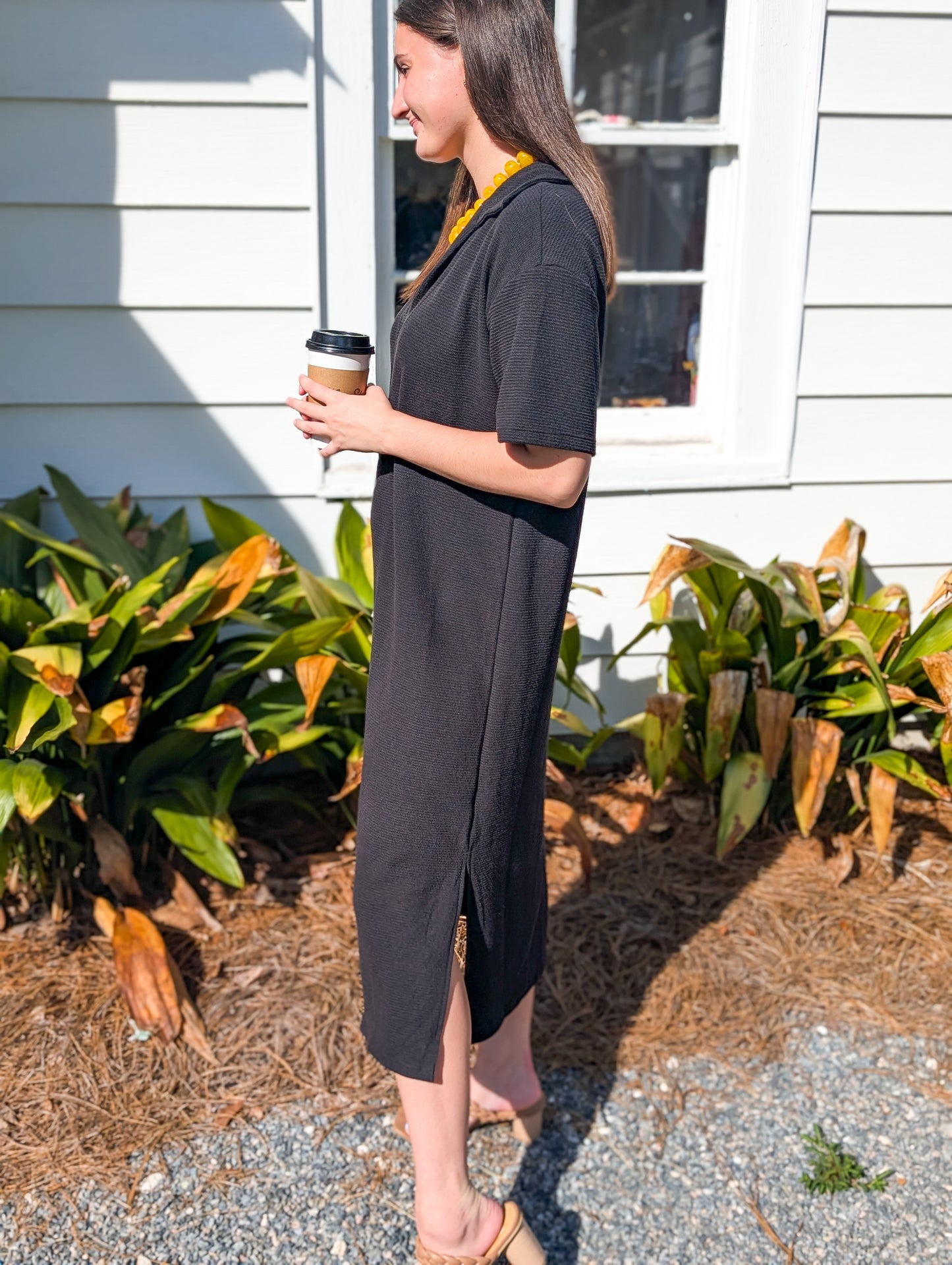 Cloudy Knit Collared Maxi Dress