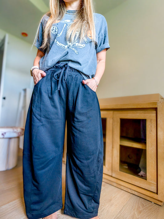 Cotton French Terry Barrel Pants