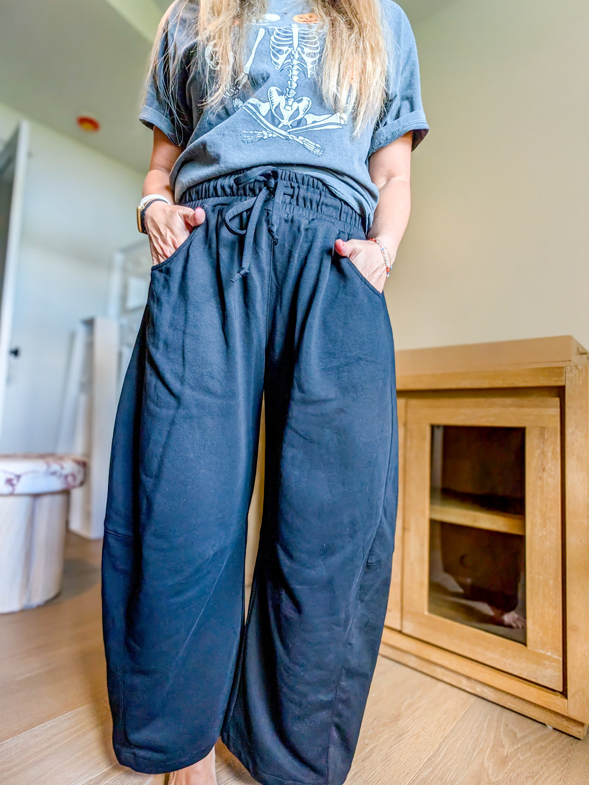 Cotton French Terry Barrel Pants