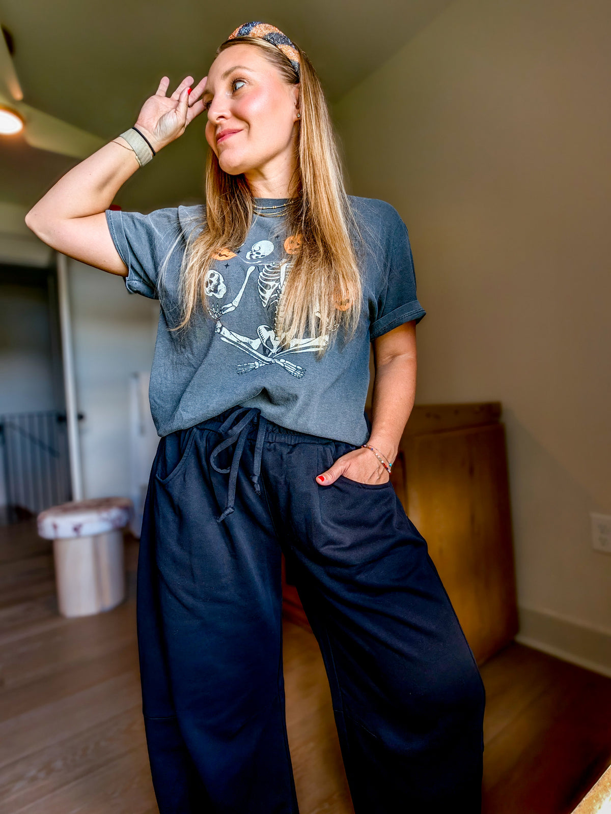 Skelton Halloween Vintage Graphic Oversized Tee