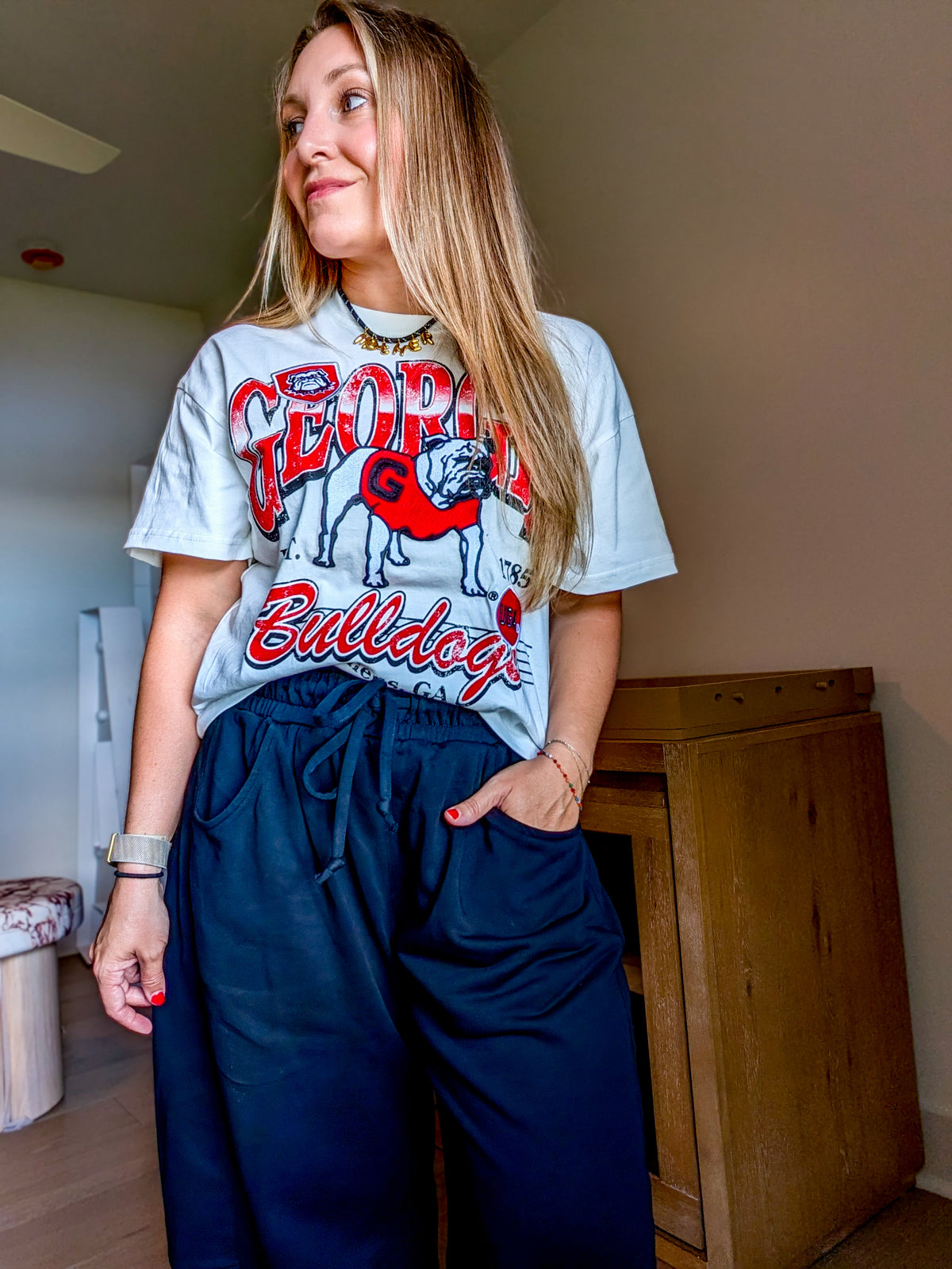 Georgia Maddux Multimedia Semi-Cropped Oversized Band Tee