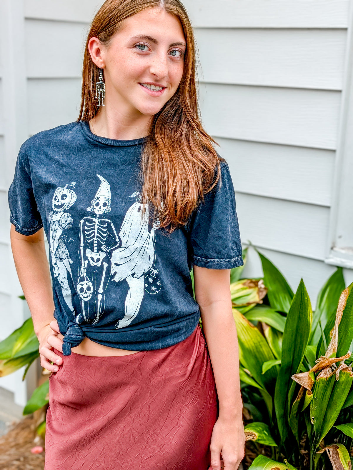 Halloween Custume Girls Mineral Wash Graphic Tee
