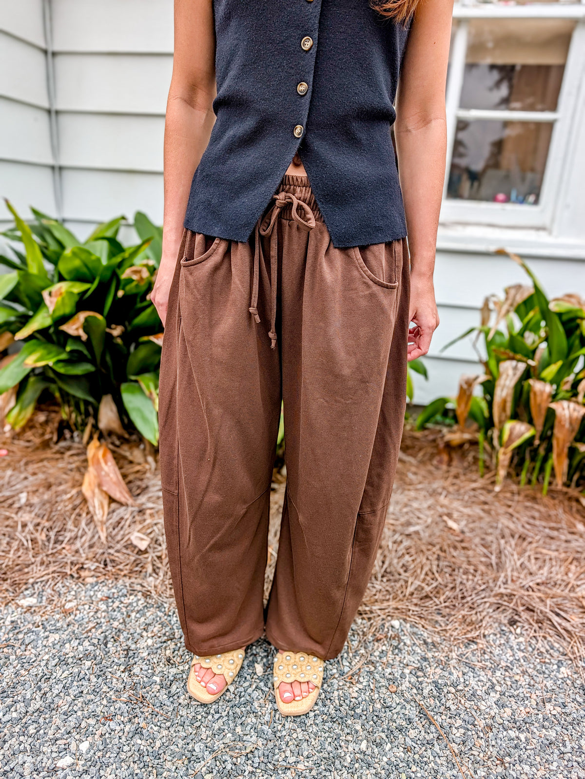 Cotton French Terry Barrel Pants