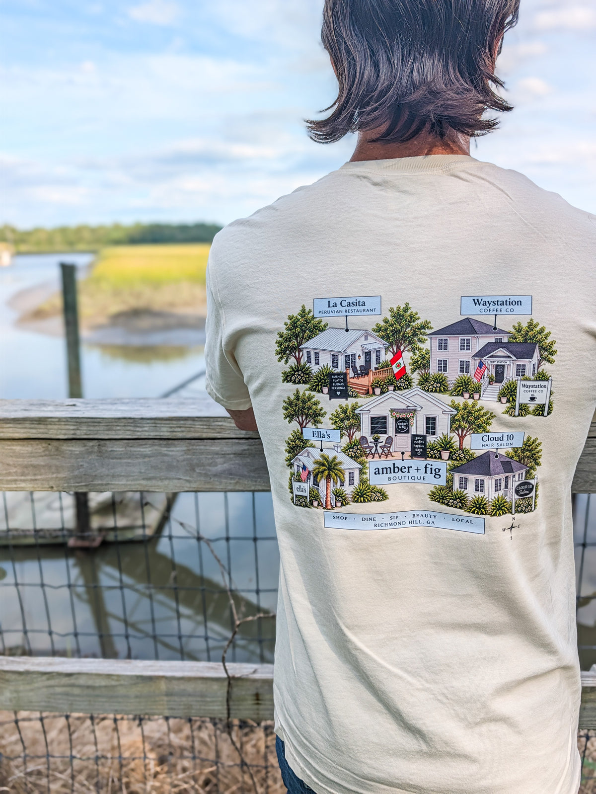 Richmond Hill Shop Small Unisex Comfort Color Tee with Blue