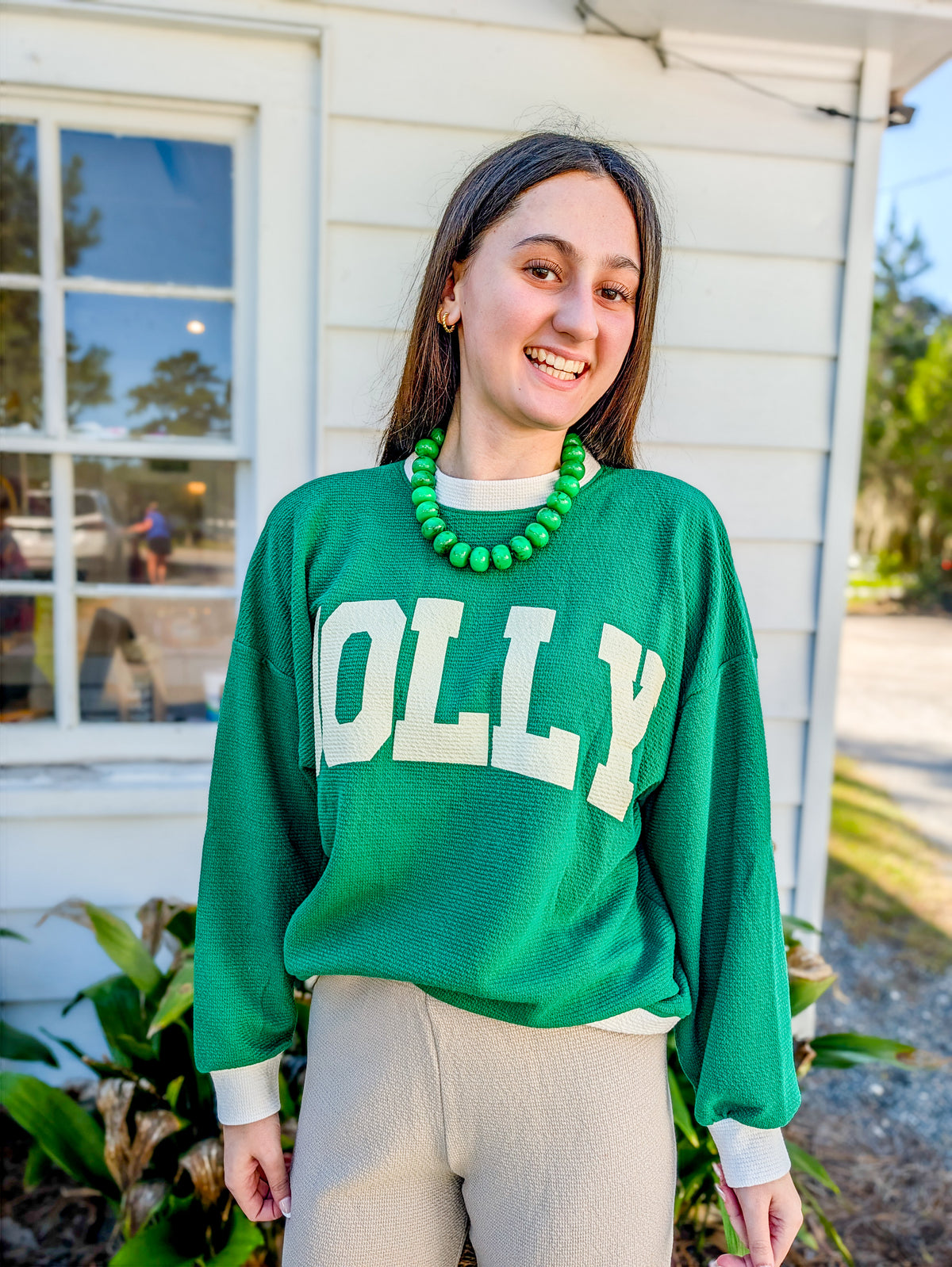 “Jolly” Ringer Cloudy Knit Sweatshirt