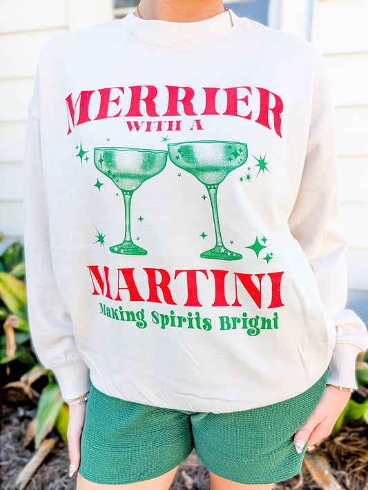 “Merrier With A Martini” Graphic Sweatshirt