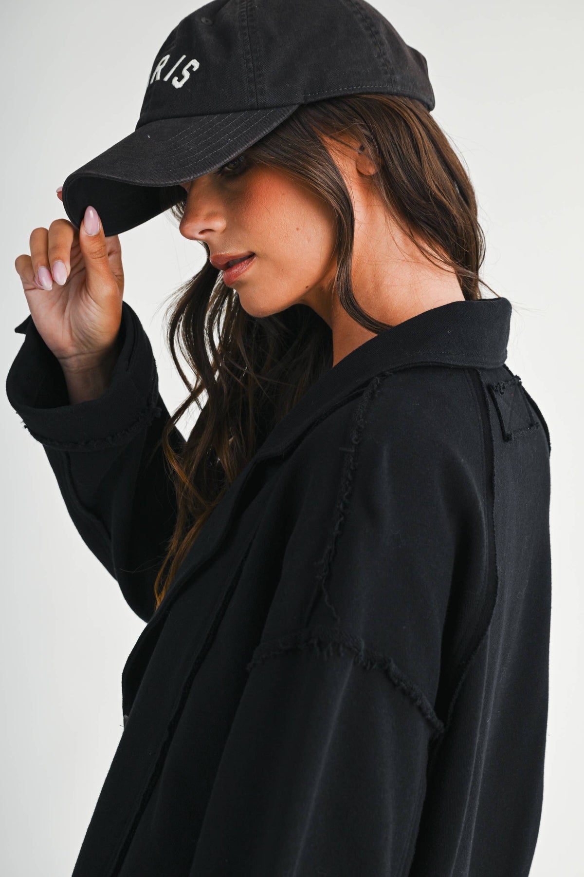 5198IK Oversized Raw Edge Knit Jacket