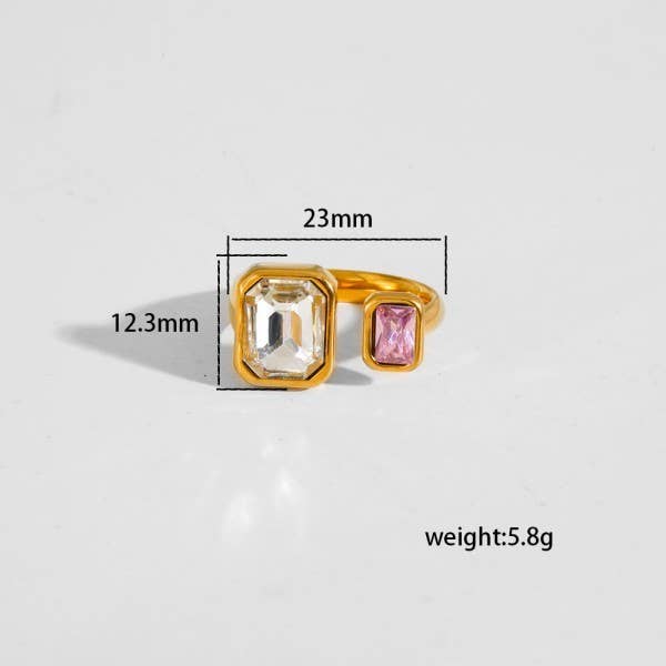 18K Stainless Steel Rhinestone Rings
