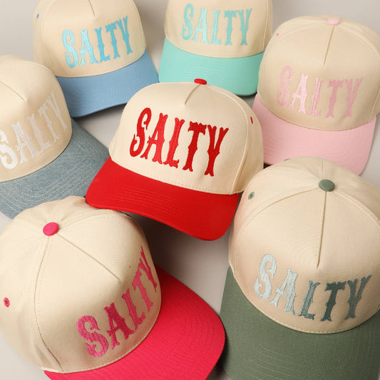 SALTY Lettering Embroidery Two-Tone Trucker Hat