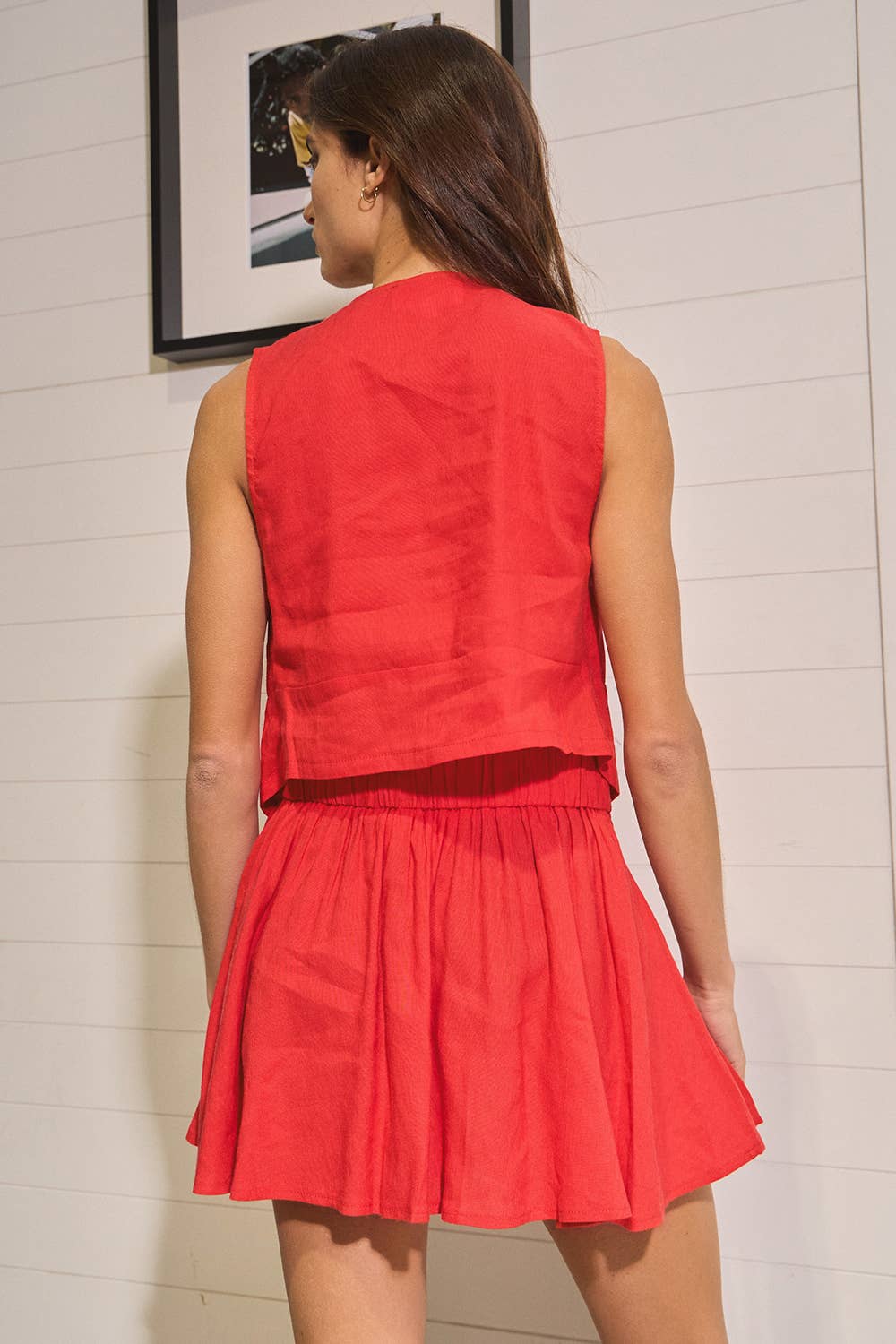 Scarlet Red Tie Front Vest
