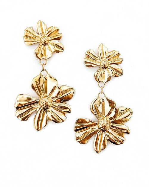 Peggy Vintage Gold Flower Earrings