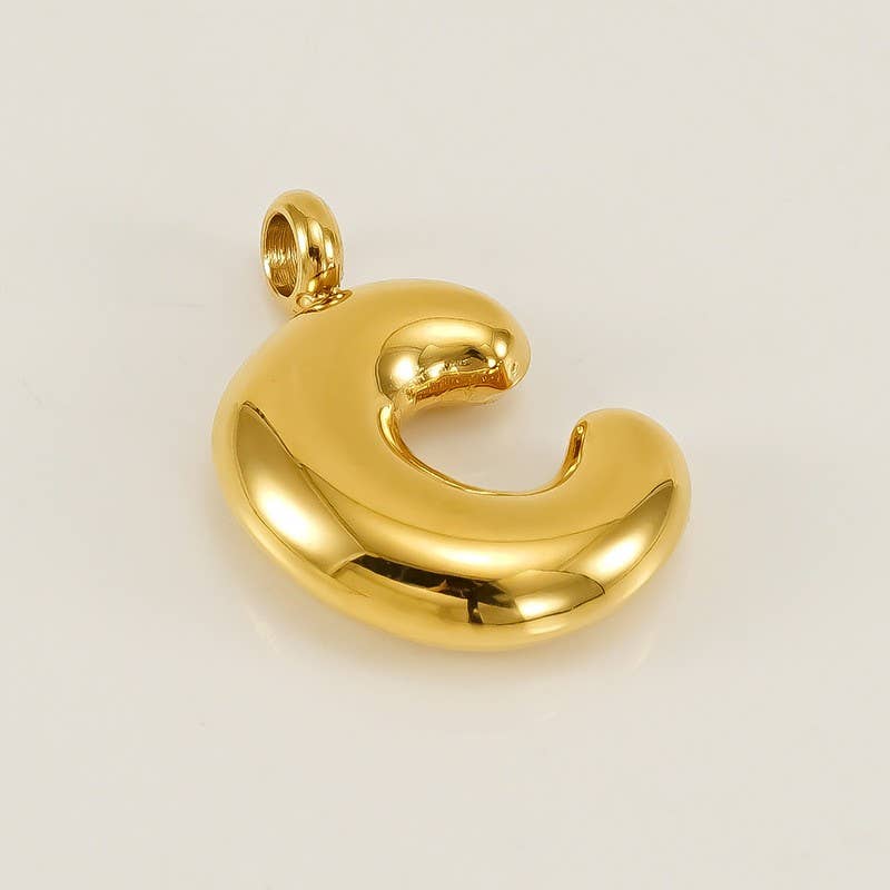 18K Stainless Steel Initial Bubbled Charms ￼