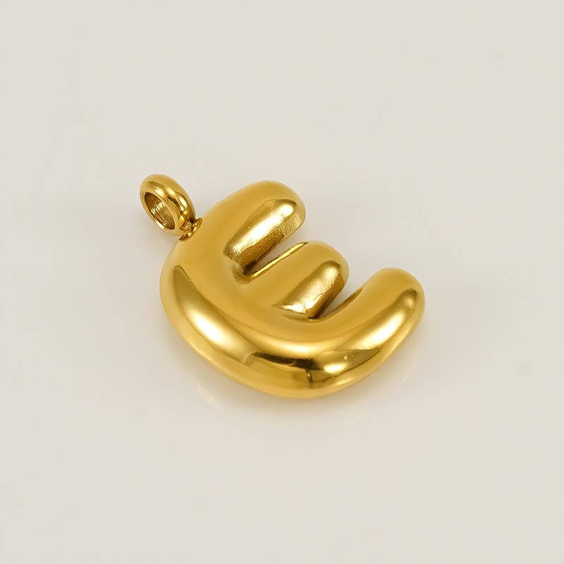 18K Stainless Steel Initial Bubbled Charms ￼
