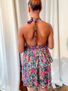 Multicolor floral halter top v-neck dress
