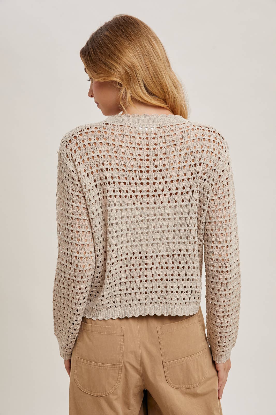 Light Pink Open Knit Sweater