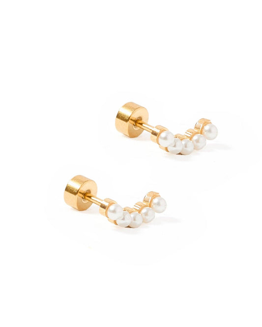 Screwback Stud Pearl Earrings