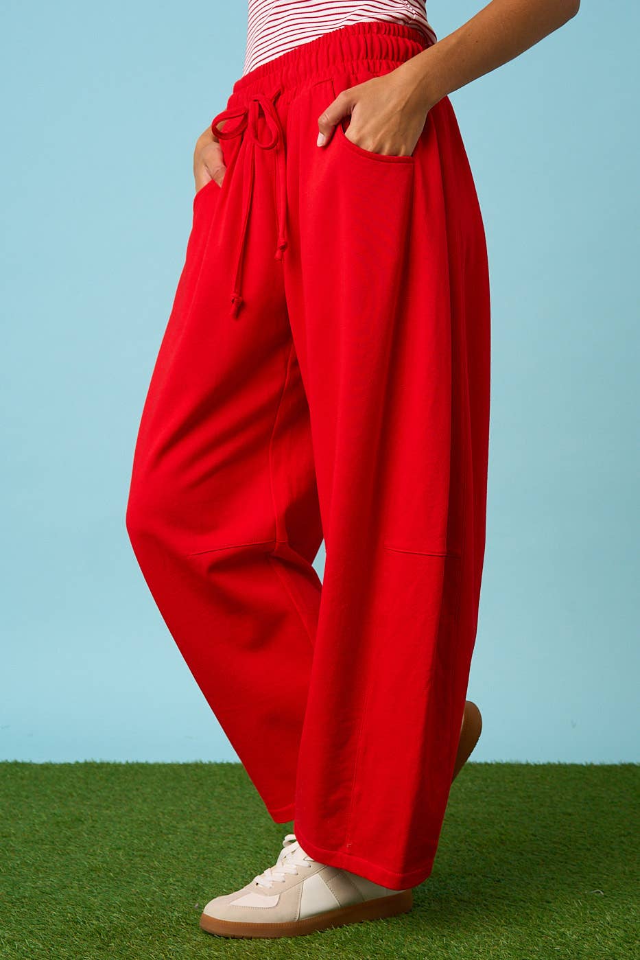 Cotton French Terry Barrel Pants