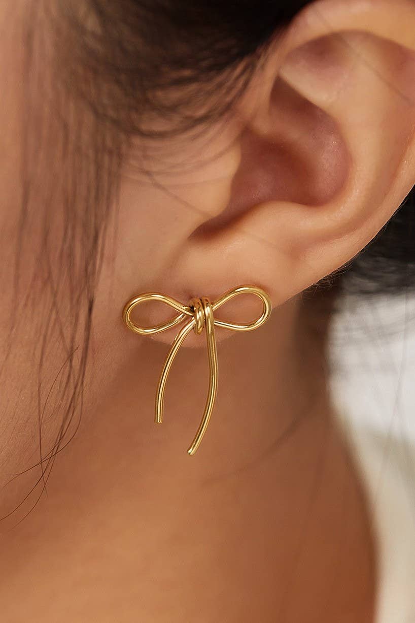 18K Stainless Steel Bow Earrings