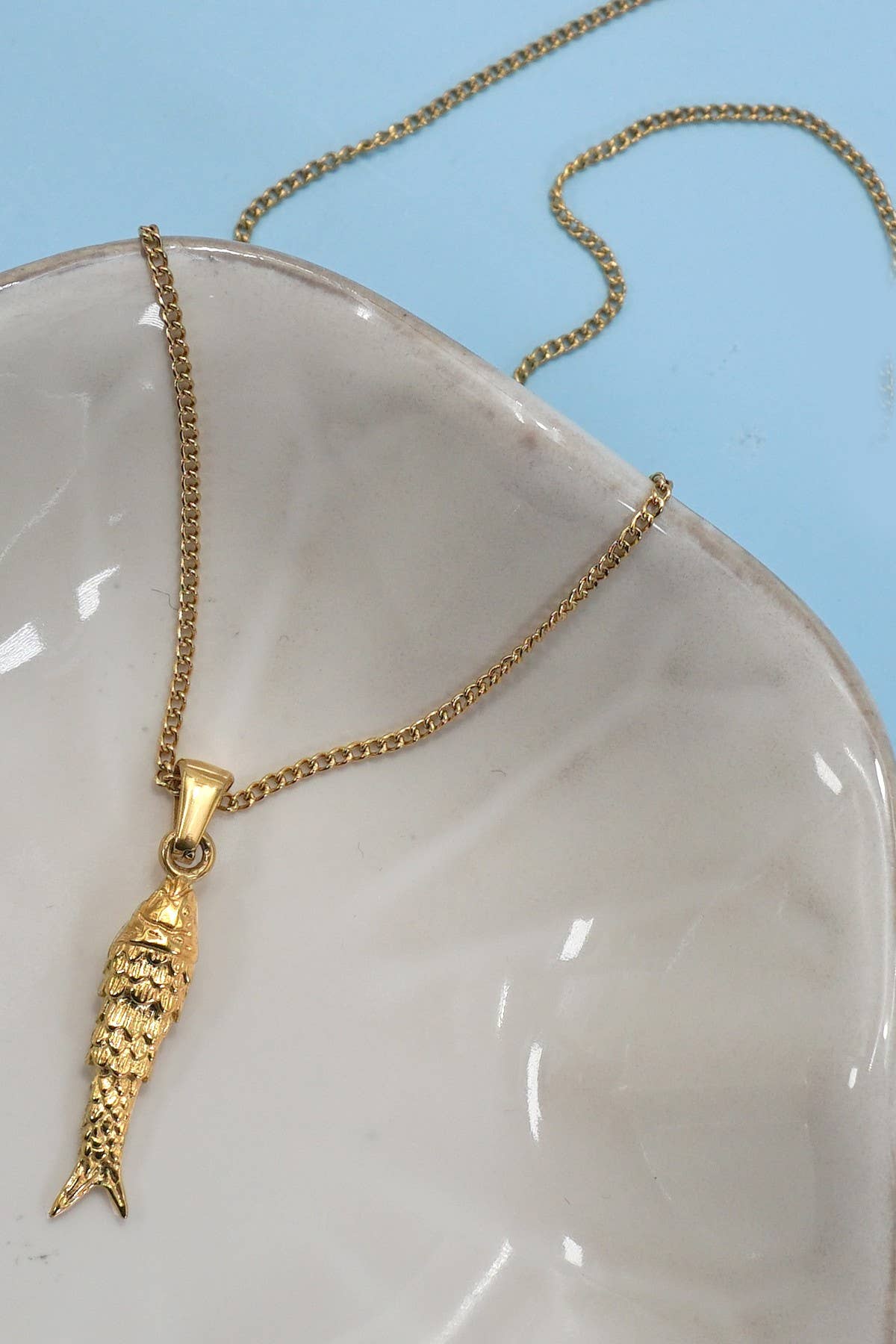 18K Stainless Steel Tarnish Free Fish Necklace