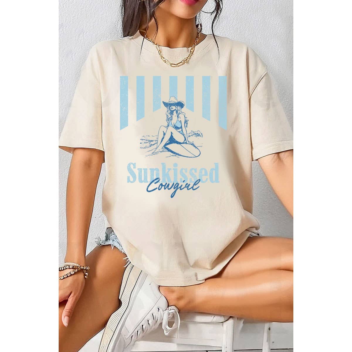Sun Kissed Cowgirl Oversized Mineral Graphic Tee