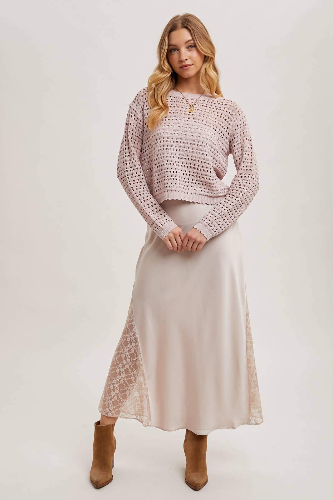 Light Pink Open Knit Sweater