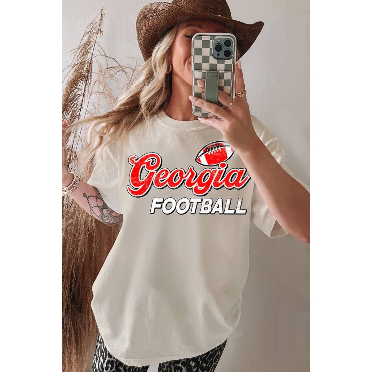 Mineral Wash Georgia Football Graphic Oversized Tee