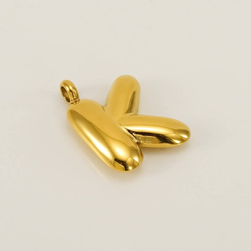 18K Stainless Steel Initial Bubbled Charms ￼