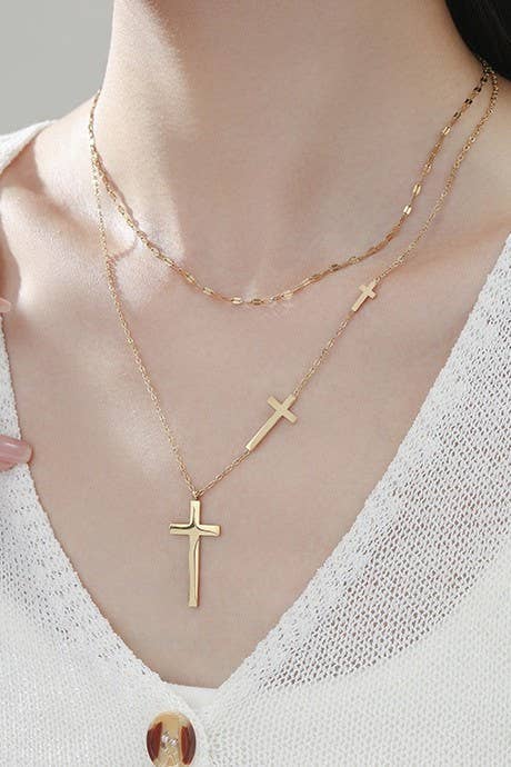 18K Stainless Steel Tarnish Free Cross Necklace