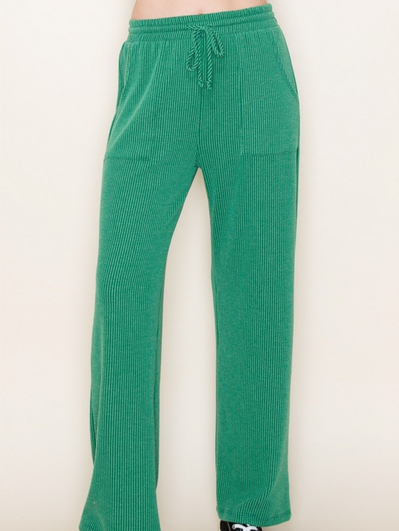 Green ribbed pants