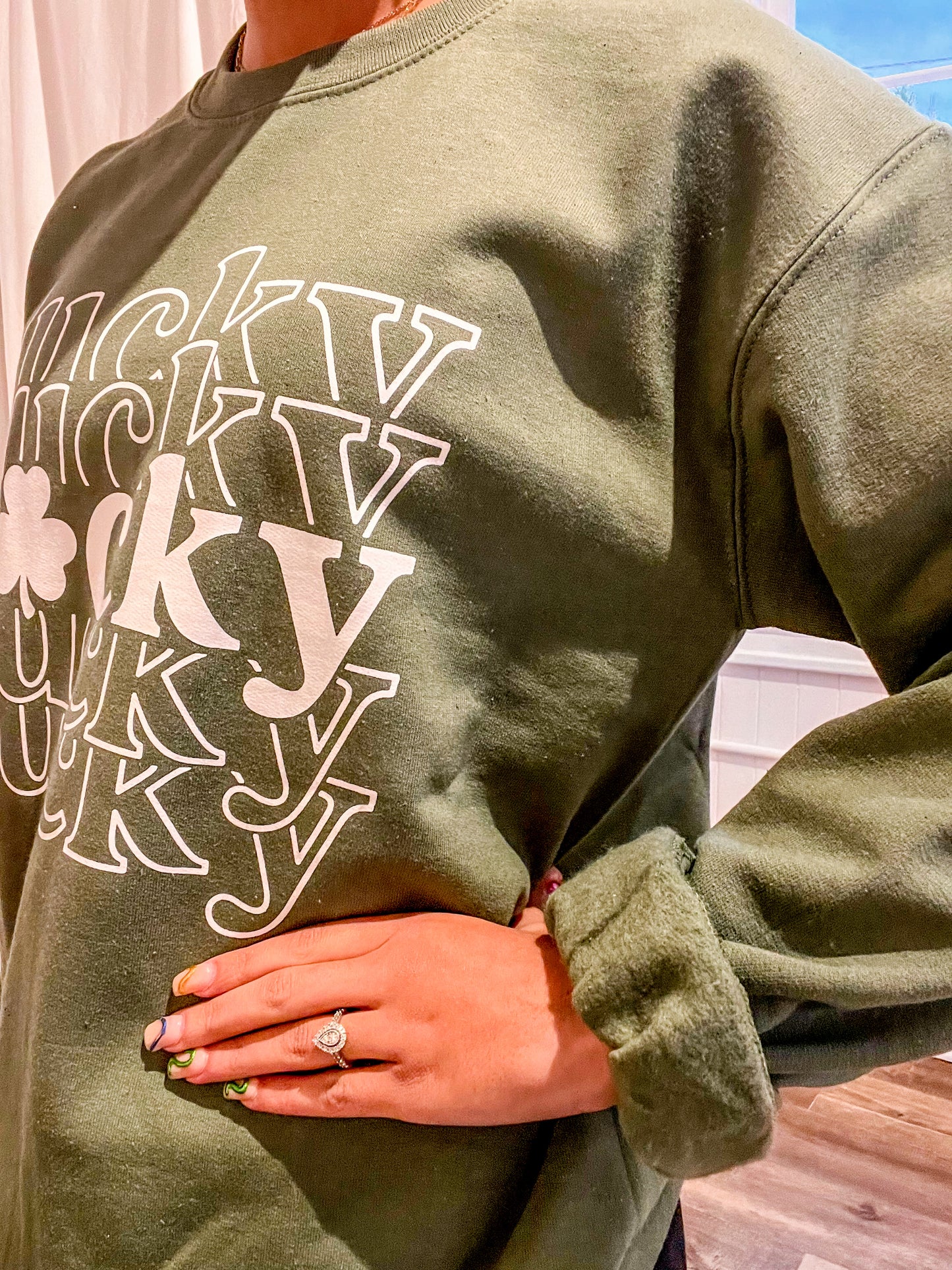 Green L☘️cky St.Patricks Day Crewneck