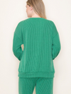 Green ribbed long sleeve Merry graphic