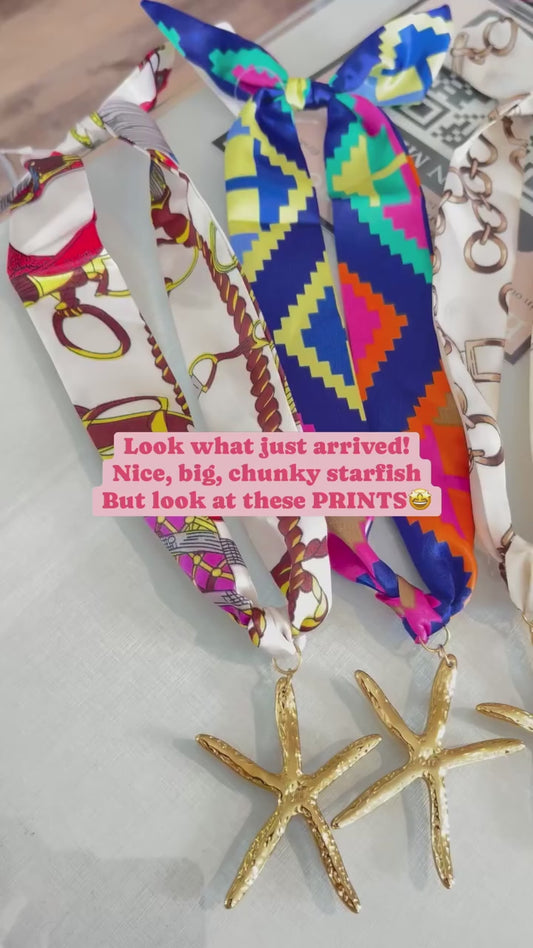 Chunky Starfish Scarf Bandana Necklace