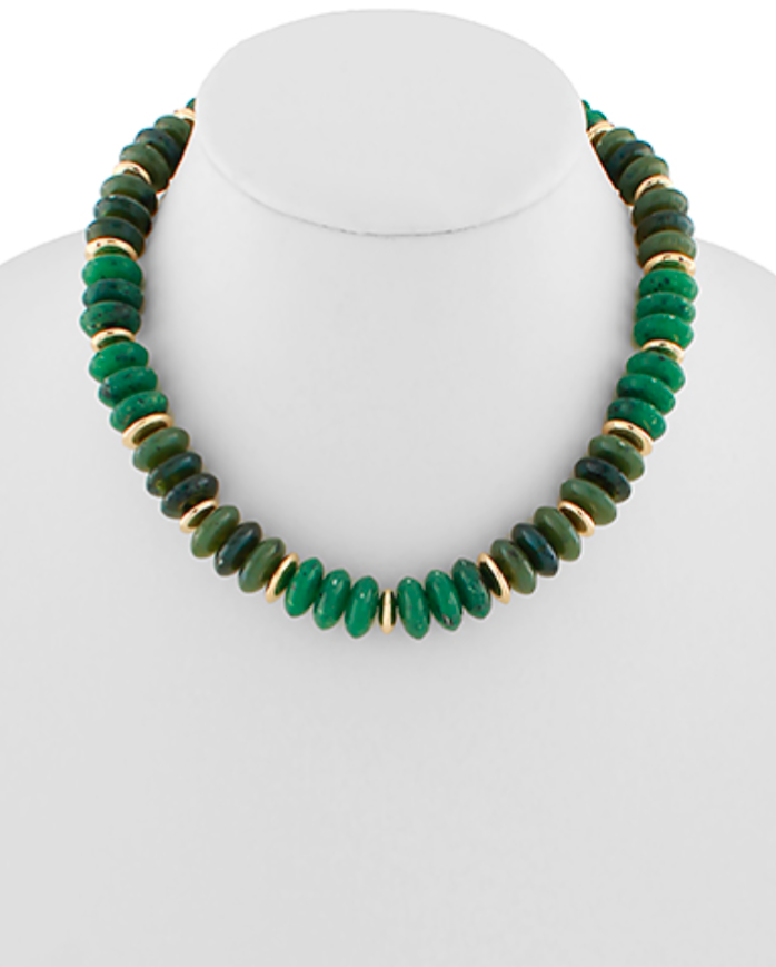 Marbleized Rondelle Stone Necklace