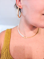 Half gold half white chain necklace