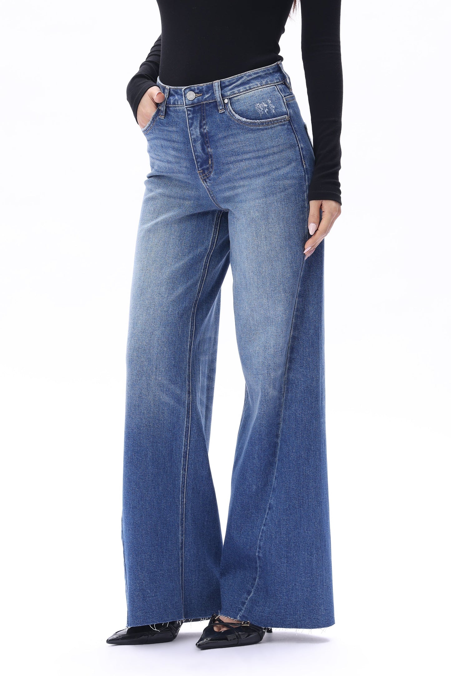 Beth Light Blue High Rise Wide Leg Jeans