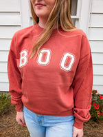 White Boo Stencil Lettering Graphic Sweatshirt