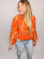 Rust Chain Printed Woven Blouse